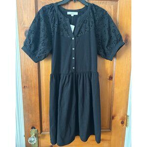 Ann Taylor LOFT Eyelet Black Dress